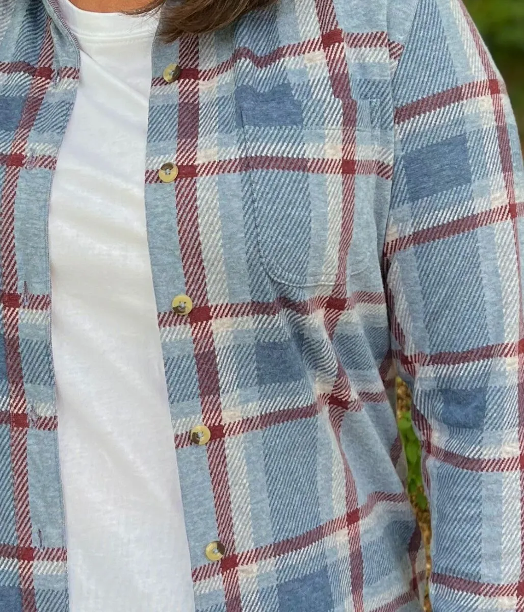 Nature Base Blue Check Soft Jersey Shirt
