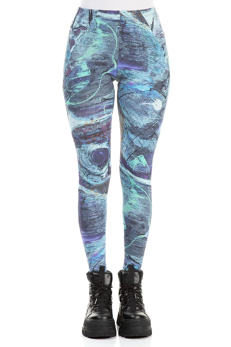 Blue Reverie Cotton Leggings Smart Look