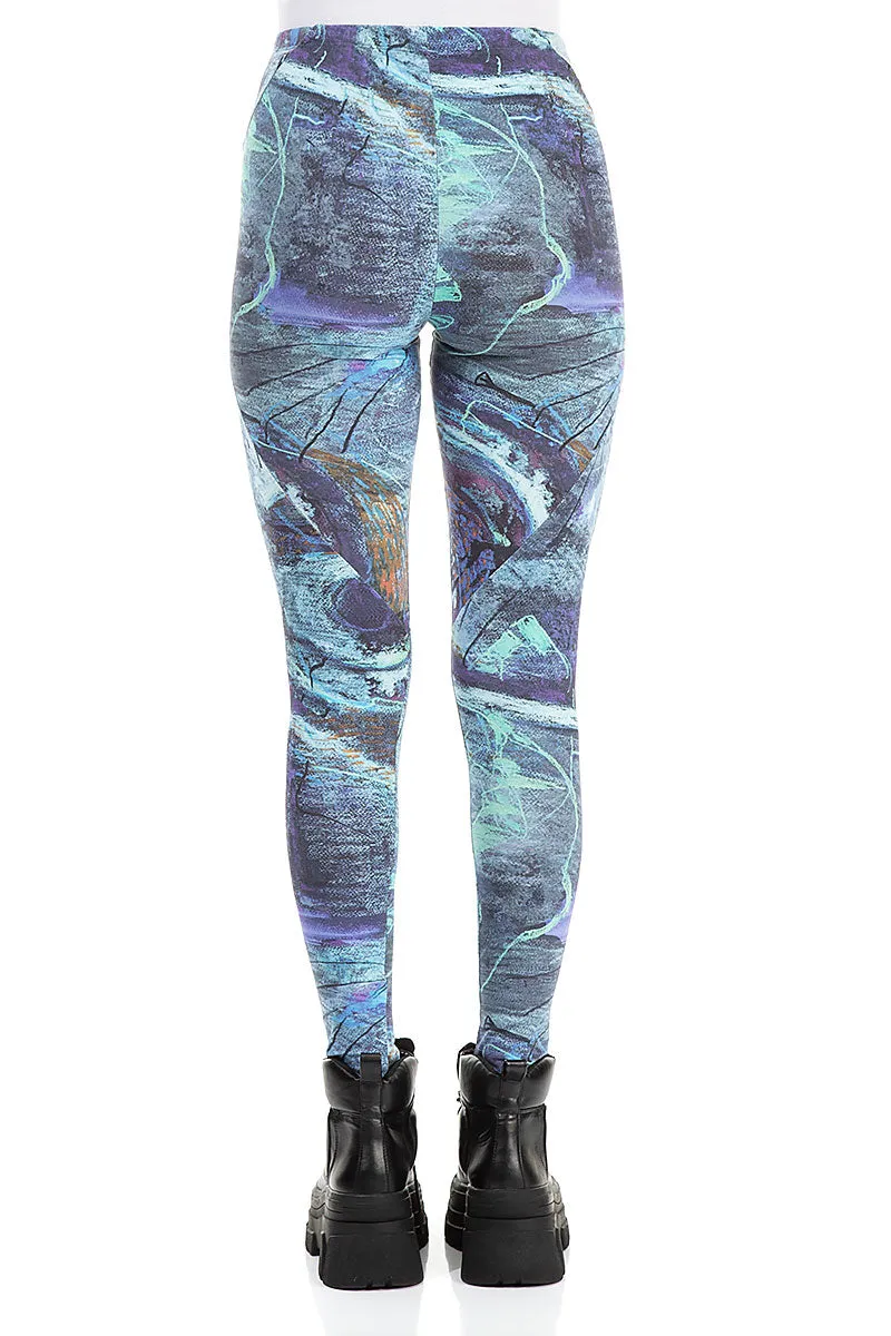 Blue Reverie Cotton Leggings Street Active
