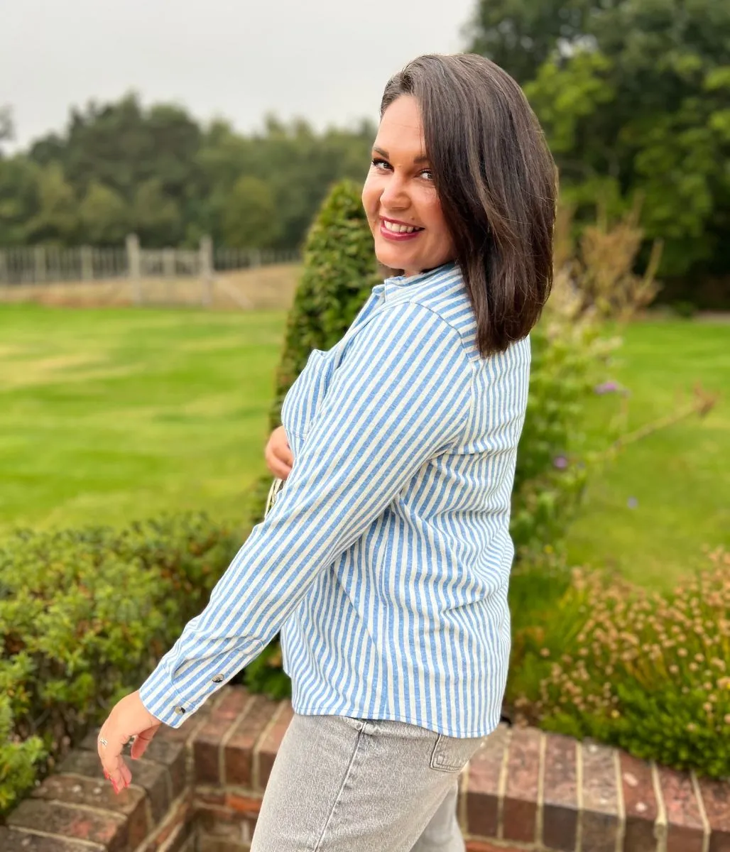 Vegan Mood Dream Core Blue Striped Thick Jersey Shirt