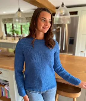 Cozy Wear Blue Wool Blend Pointelle Jumper