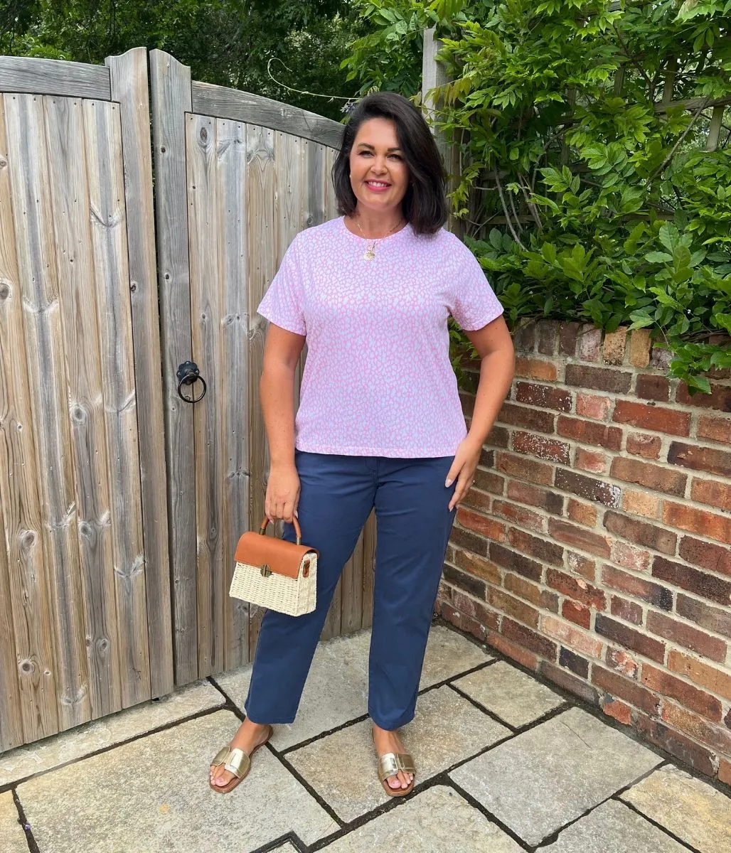 Pink Print Straight Fit Cotton Tee SustainableYarnBlend