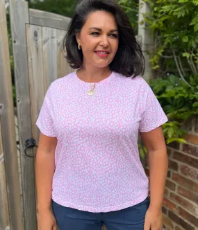 Summer Skirt Pink Print Straight Fit Cotton Tee