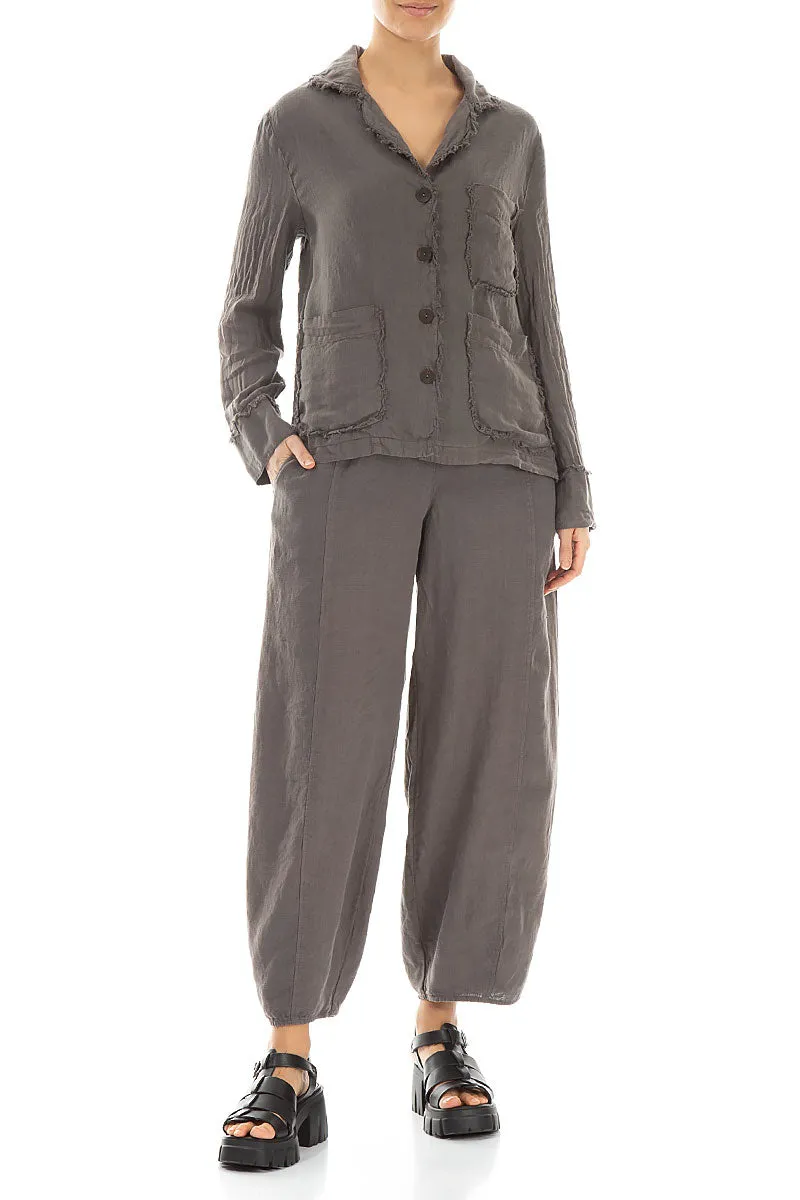 Quick Dry Fabric Packable Construction Raw Edge Three Pockets Truffle Linen Jacket
