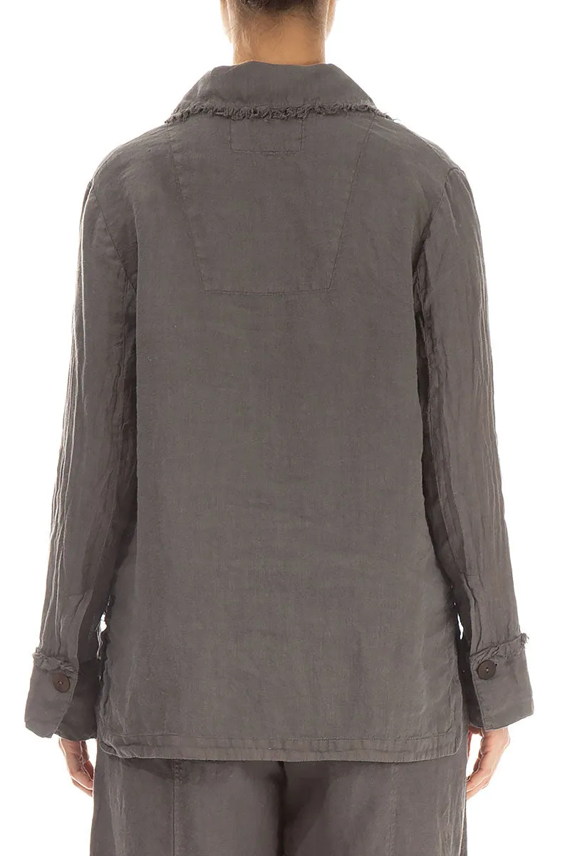 Raw Edge Three Pockets Truffle Linen Jacket Style Staple