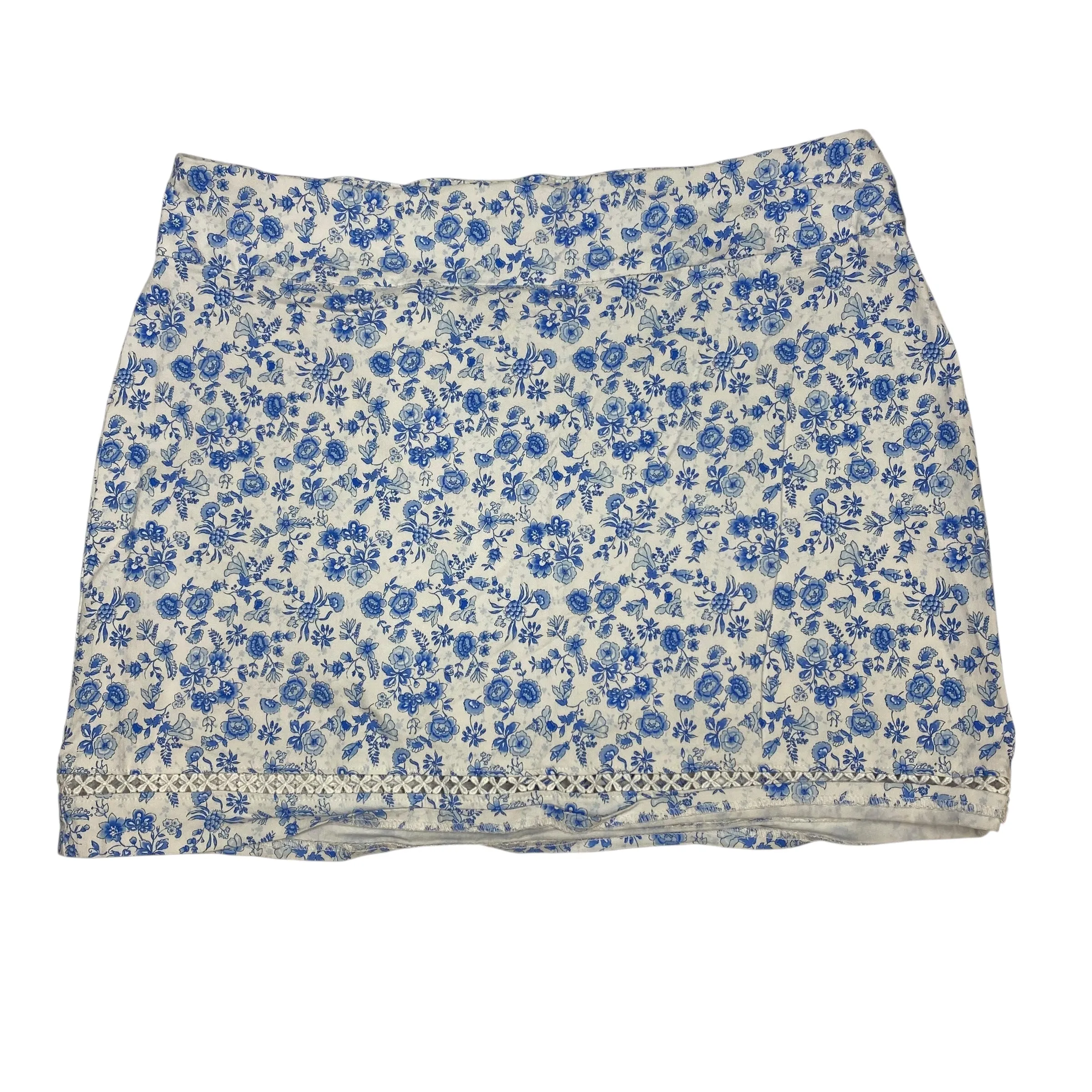 Skort By Crown And Ivy In Blue & White, Size:Xl Foil Print