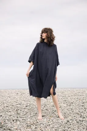 Monique Linen Dress in Navy breathable fabric dress