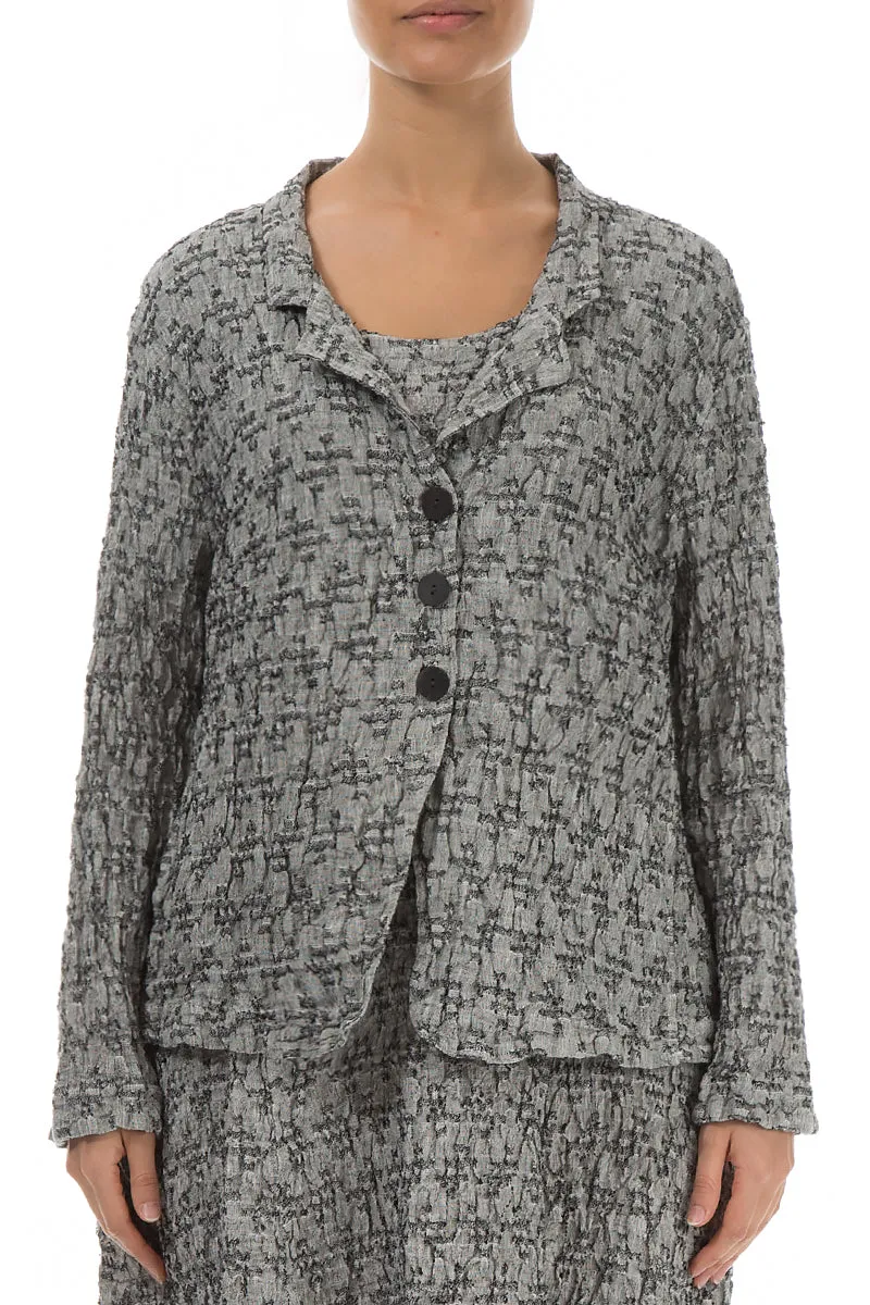 Oversized style Quilted Stitching Geometric Texture Grey Linen Jacket