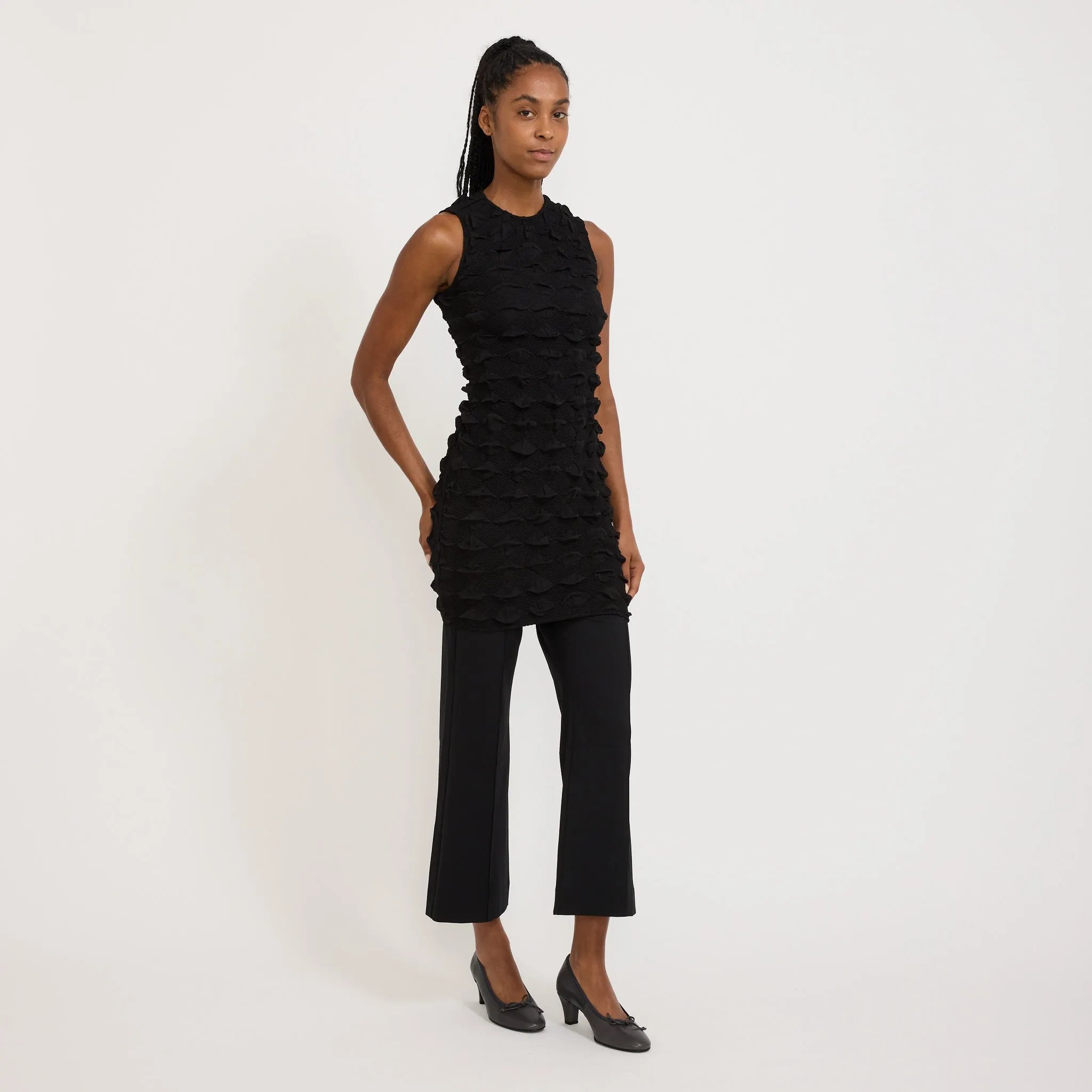 Cotton-Blend Neutral Aesthetic Bonnie Dress Black