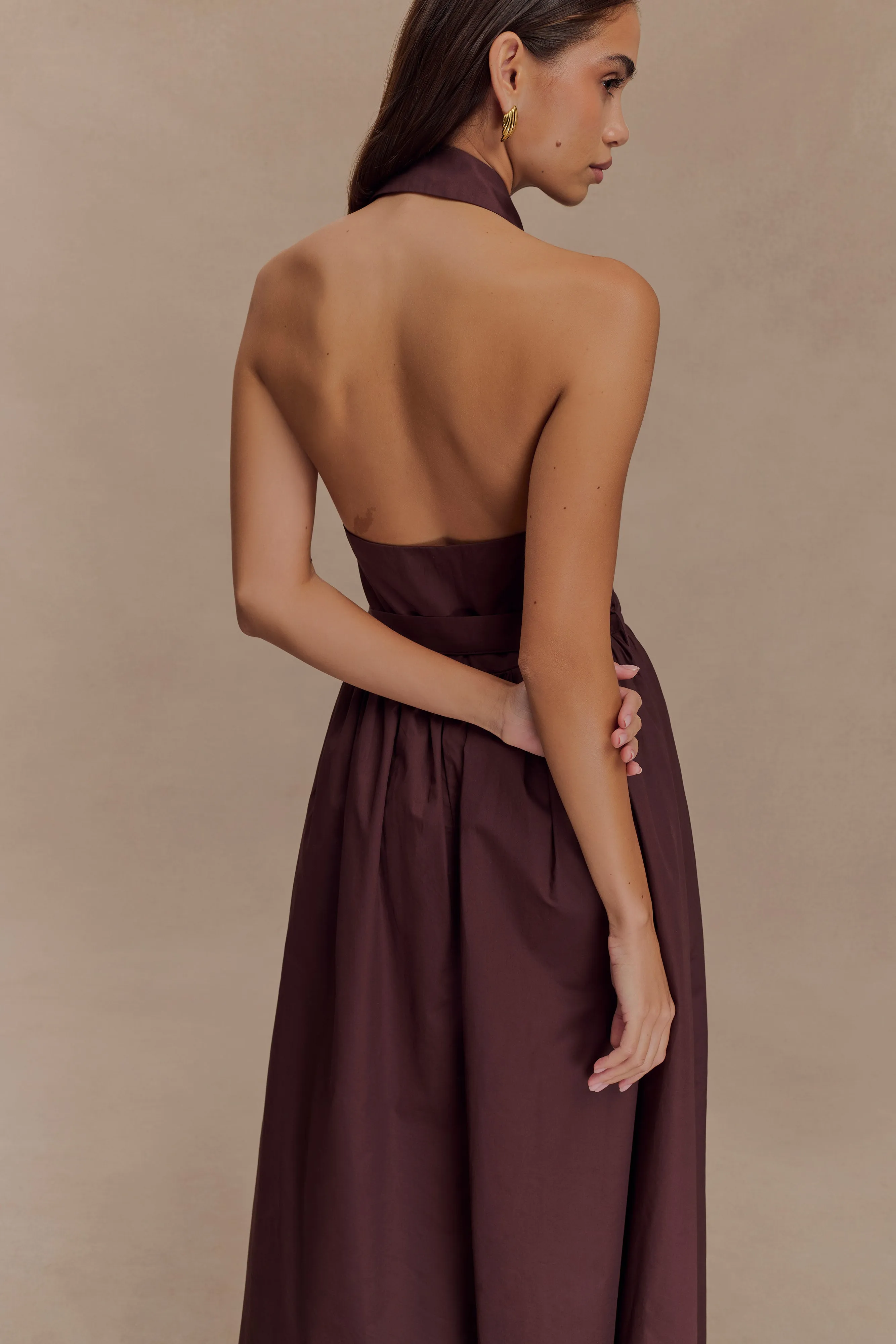 Cindy Collared Midi Dress - Chocolate Fitted Shape