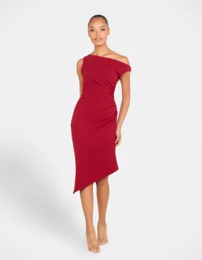 Peony Asymmetric Midi Dress Sophisticated Layers Boho Tone