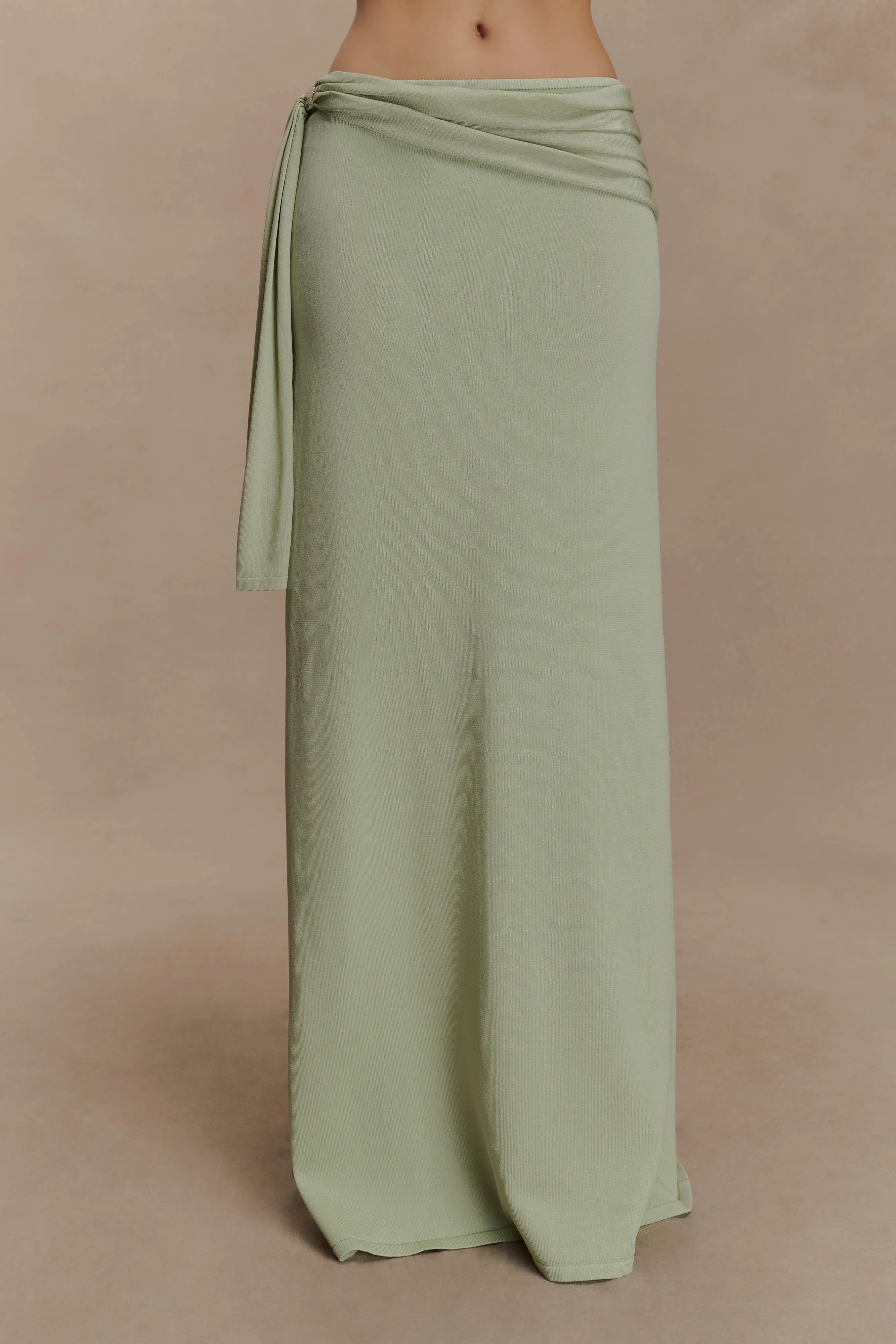 Bowie Low Rise Knit Maxi Skirt - Pastel Green Flattering Shape