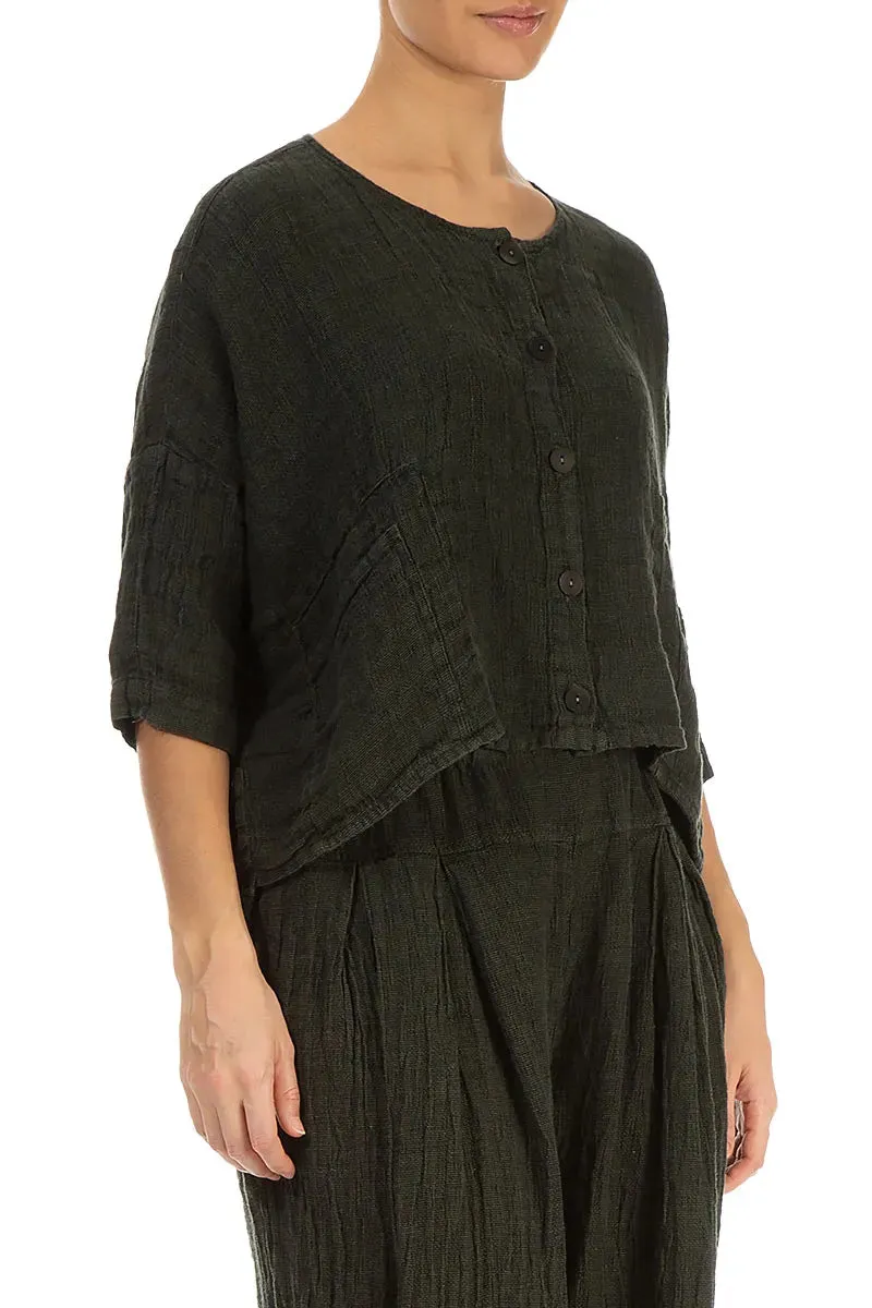 Boxy Forest Mist M??lange Linen Jacket Cheap Nice Nylon Shell Construction