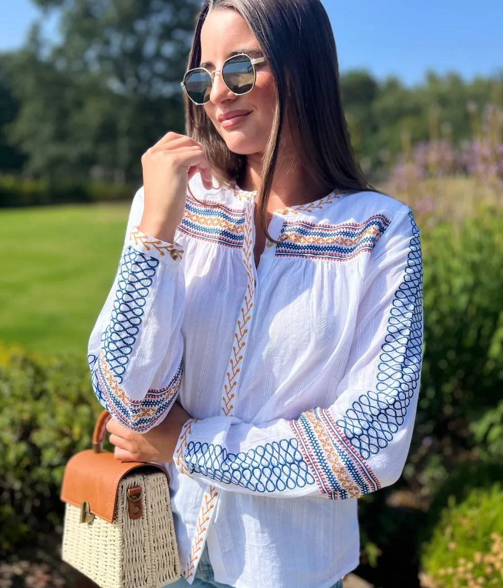 Brakeburn Embroidered Cove Blouse CompactPackaging Timeless Cardigan