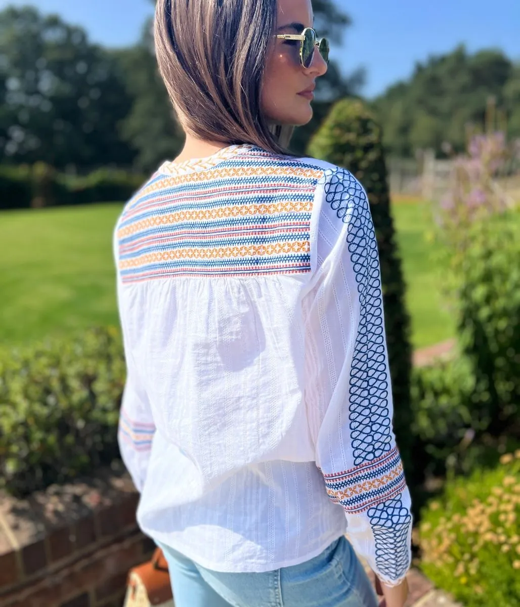Brakeburn Embroidered Cove Blouse StretchComfort Easy Fit