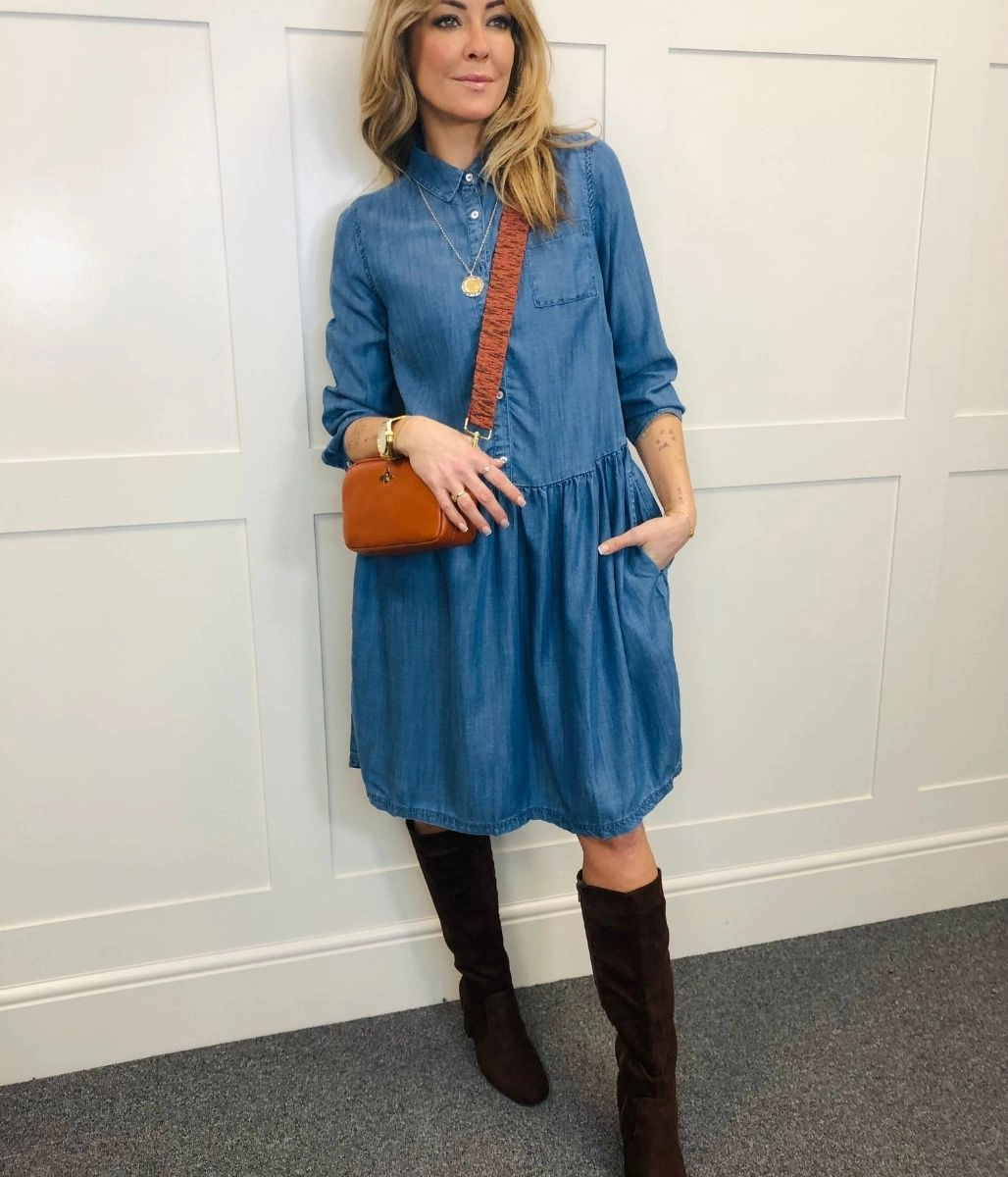 Brakeburn Relaxed Fit Denim Shirt Dress spring fresh