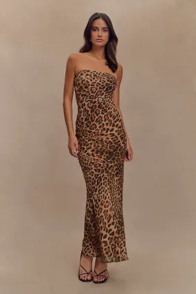 Breanna Strapless Chiffon Maxi Dress - Leopard Print Smart Wear Timeless Piece