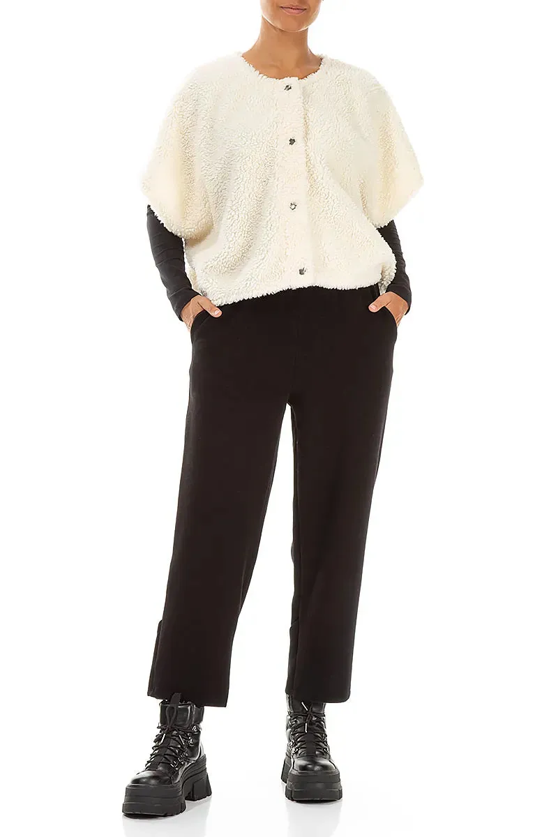 Off White Teddy Cotton Gilet FlexFoldPackaging Flexible Hem Adjustment