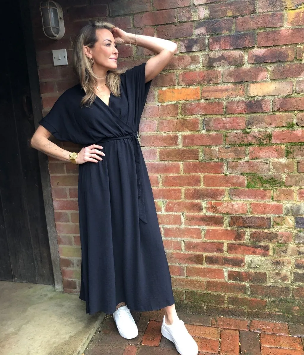 Bride Friend Versatile Look Black Belted Midaxi Dress