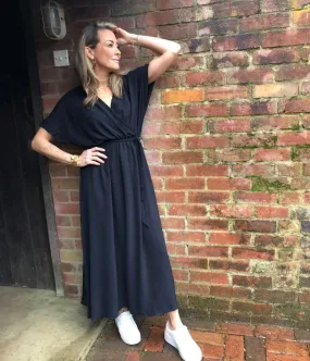 Black Belted Midaxi Dress Timeless Shape