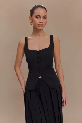 Sunny Suiting Peplum Top - Black StretchFabric Flowy Tunic