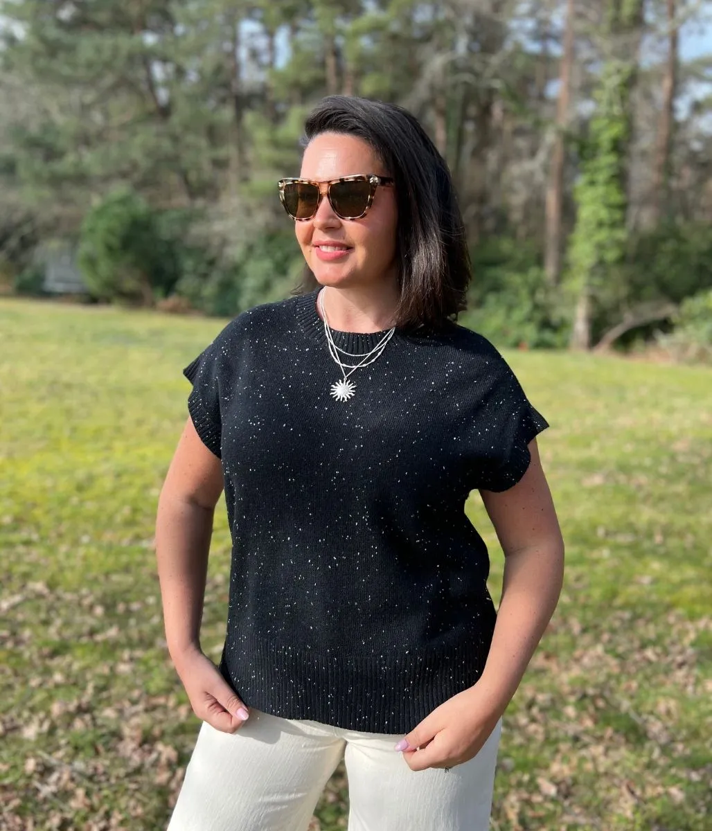 Black Speckled Wedge Jumper Fashion Statement