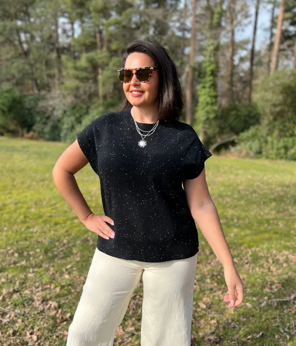 Black Speckled Wedge Jumper Cozy Lining