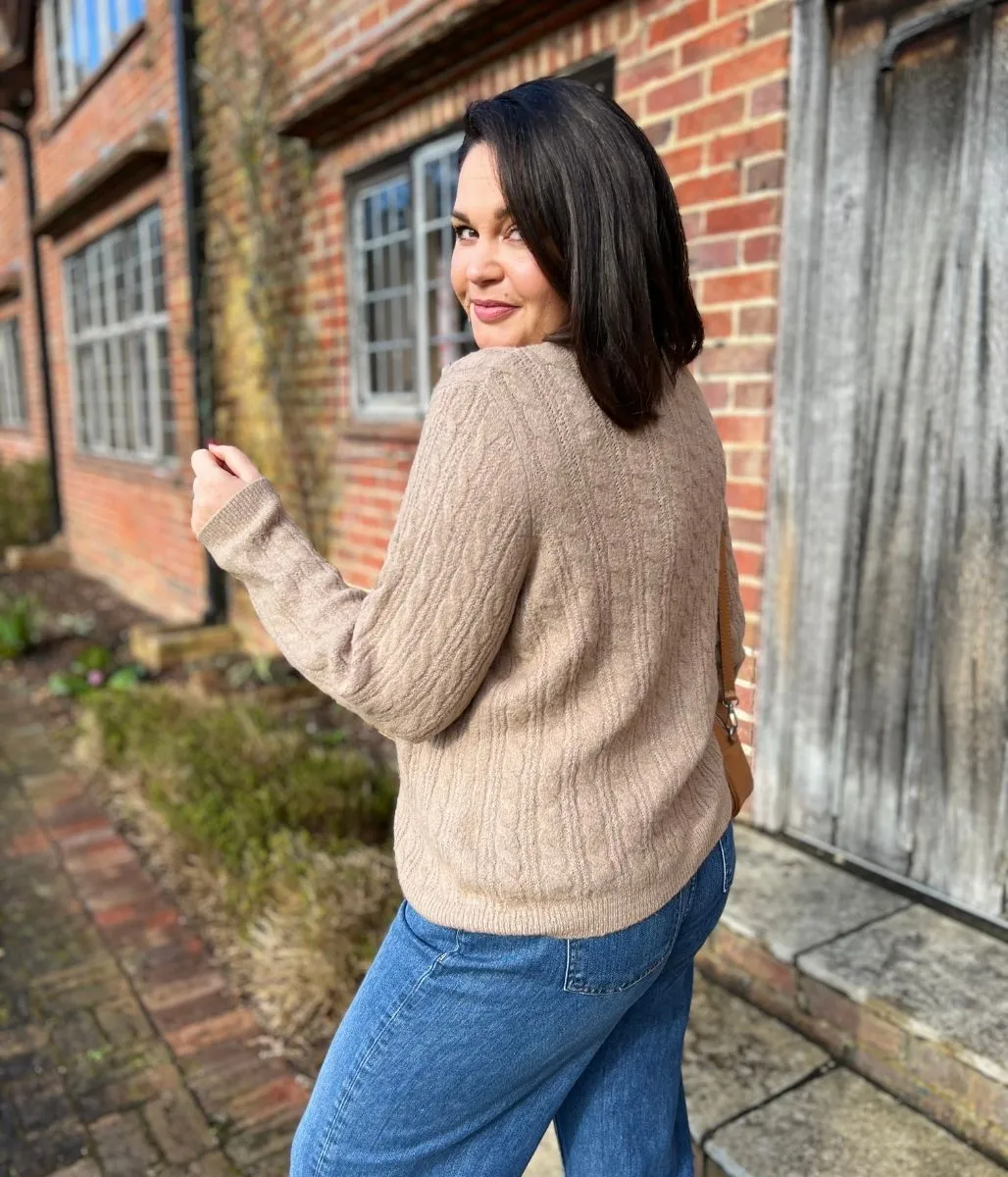 Lightweight Knit Winter Must-Have Knit Camel Cable Knit Classic Cardigan