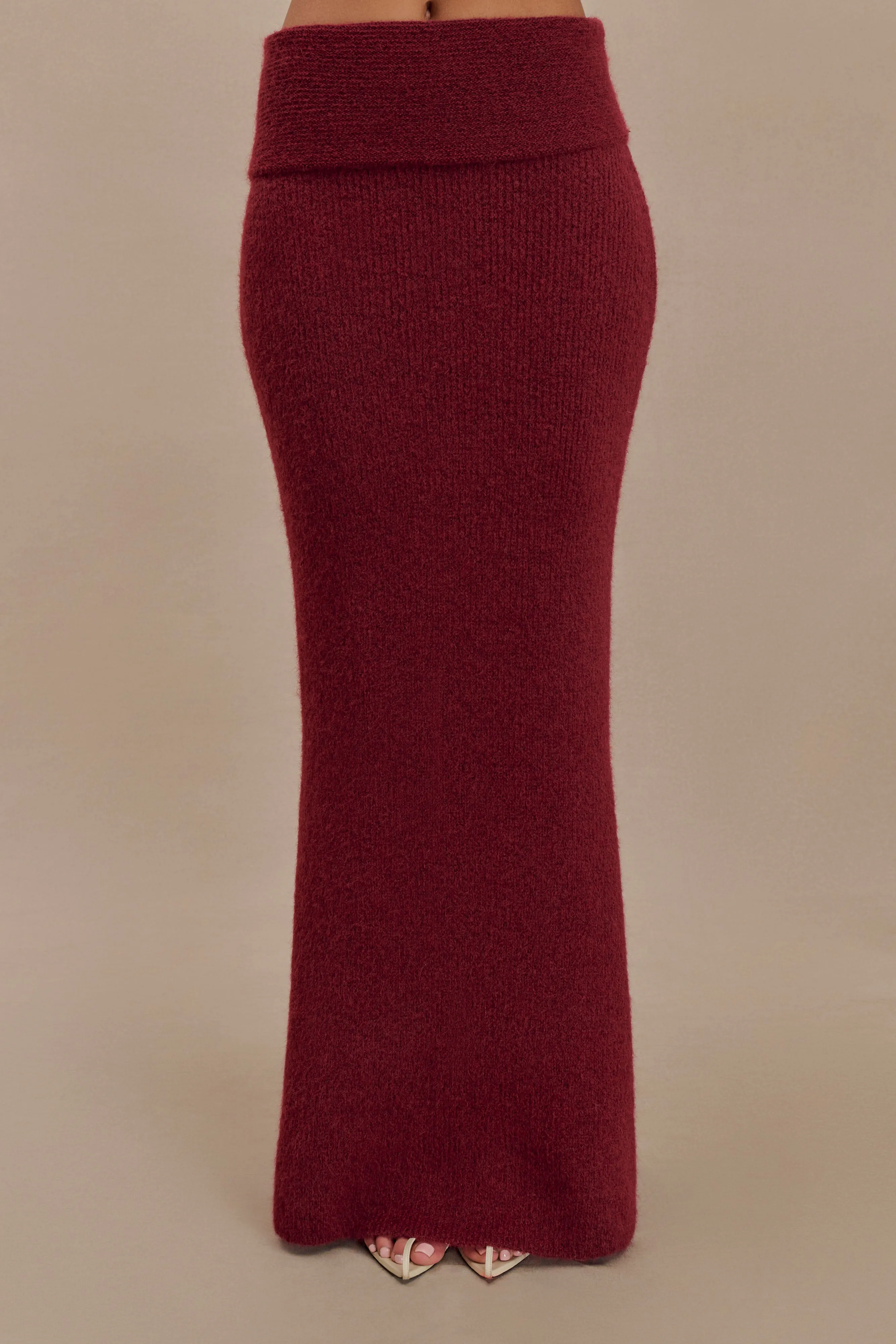 Core Fit Perfect Silhouette Charlotte Knit Maxi Skirt With Overlay - Merlot