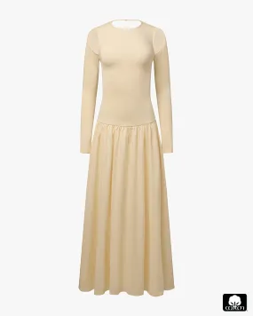 Drop Waist Maxi Dress Morning Wear Elegant Appearance