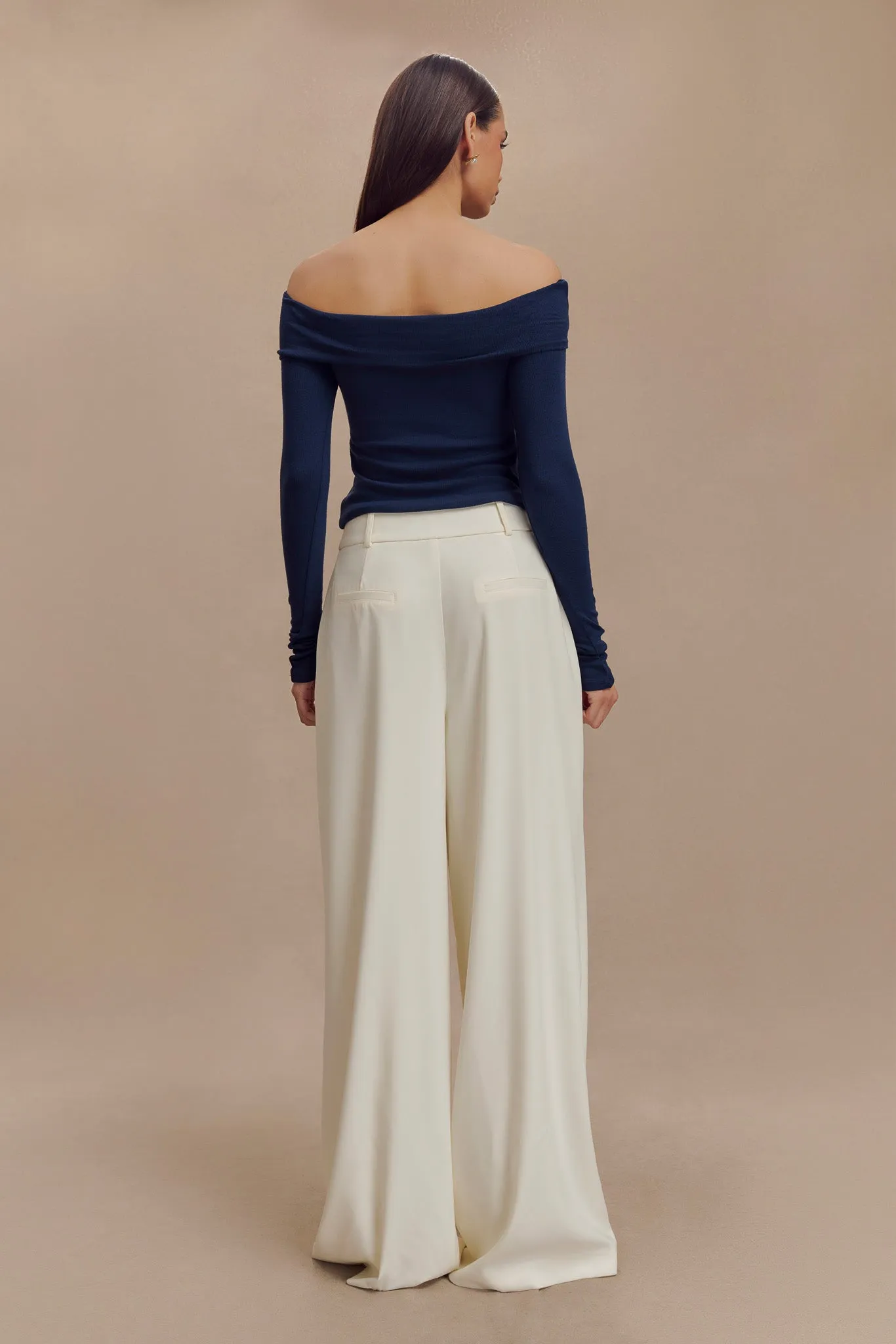 Briah Cut Out Modal Long Sleeve Top - Dark Navy Torsion Support Structure