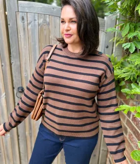 Brown Breton Striped Jumper Soft Knit Wear
