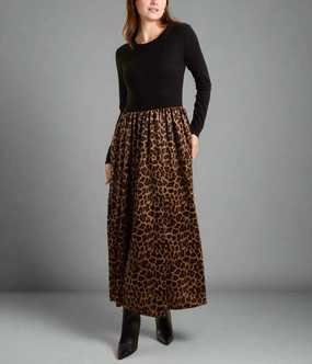 Sleek Comfort Brown Leopard Midi Dress