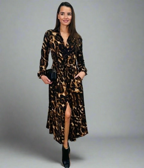 Summer Wardrobe Velvet-Touch Freya Leopard Print Shirt Dress