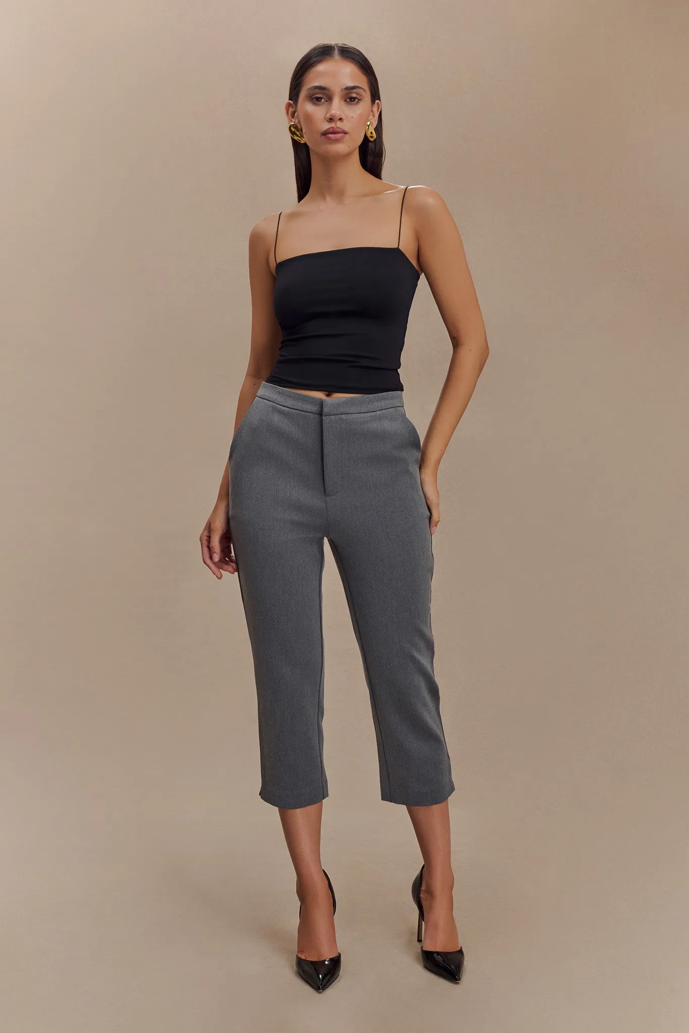 Arya Longline Spaghetti Strap Top - Black WaffleWeave AntiPill Surface