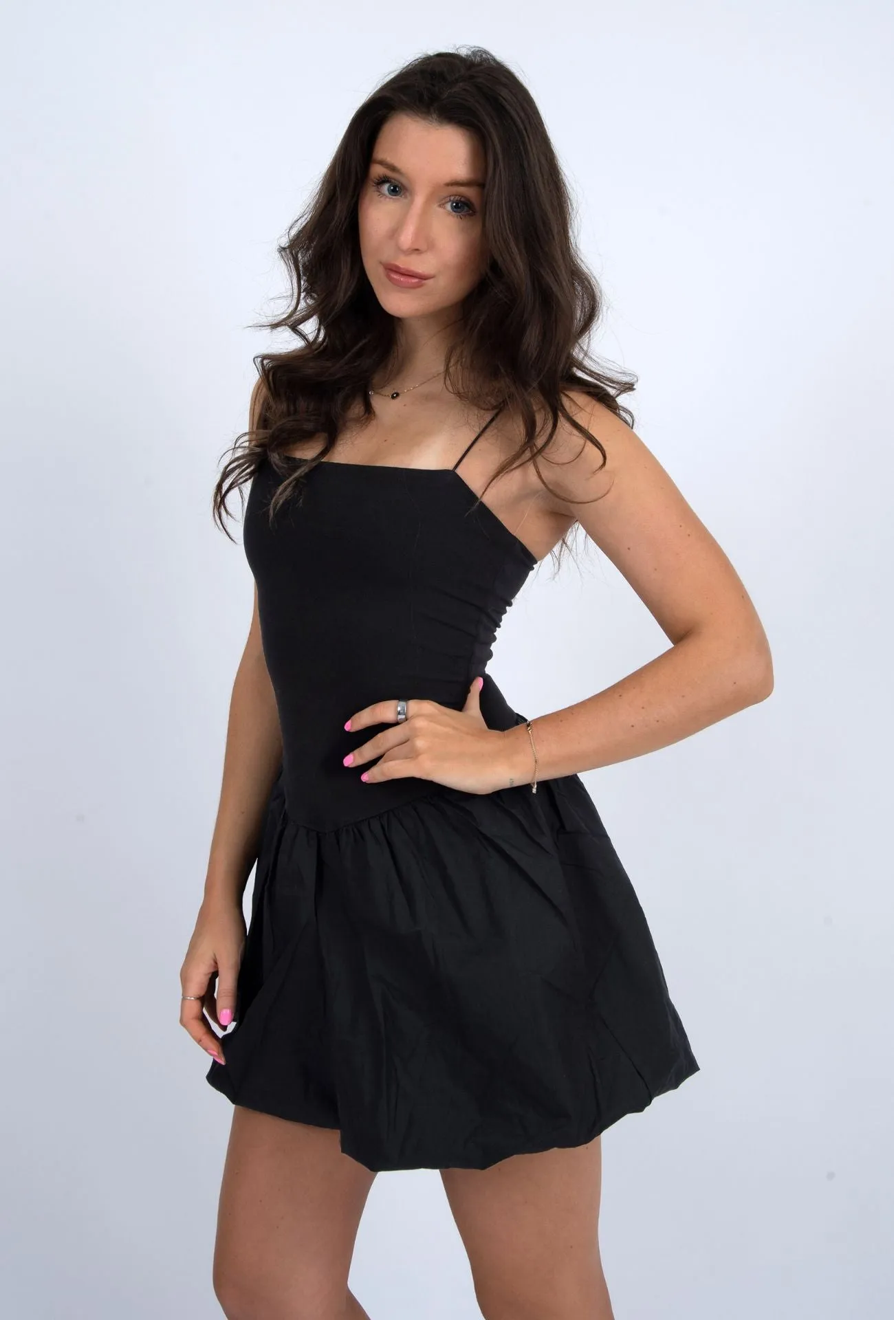 BUNGEE STRAP BALLOON MINI DRESS Garden-Party