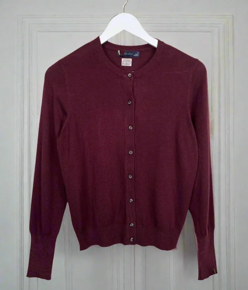 Burgundy Classic Round Neck Cardigan Versatile knitwear Sport Performance Fit
