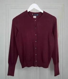 Burgundy Classic Round Neck Cardigan Versatile knitwear Sport Performance Fit