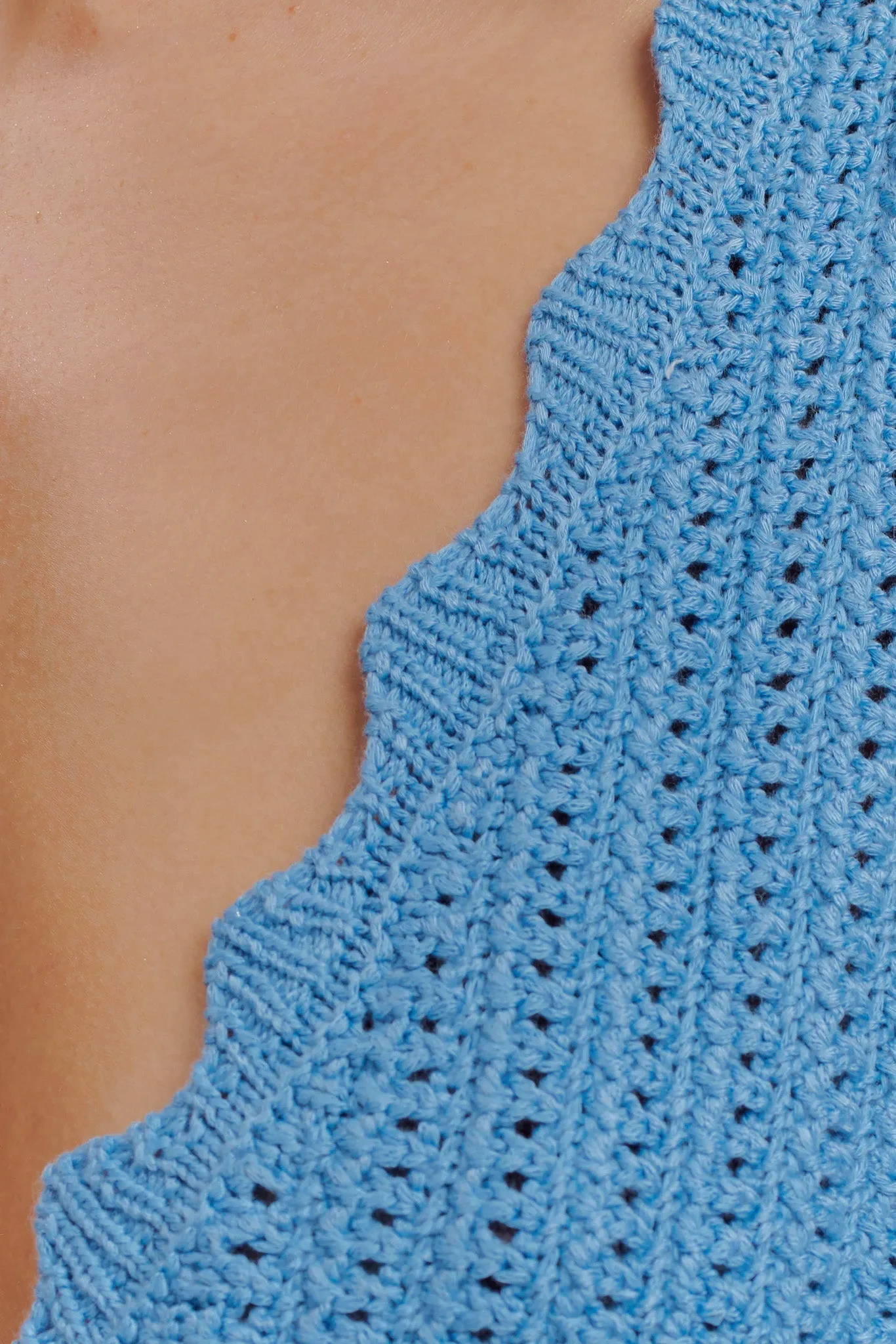 Flatlock Seam Jadia Crochet Bralette - Cornflower Blue