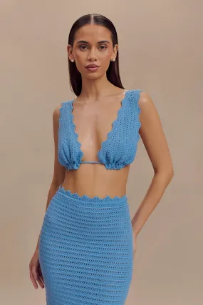 Comfy Fit Tagless Design Jadia Crochet Bralette - Cornflower Blue