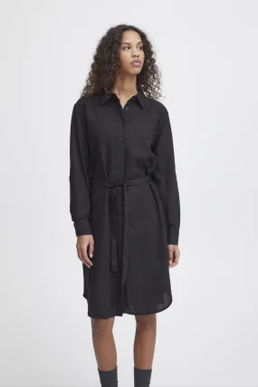 BUTTON DOWN BLACK LINEN DRESS plus-size