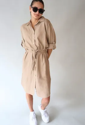 BUTTON DOWN NATURAL LINEN DRESS Artisanal-Detail