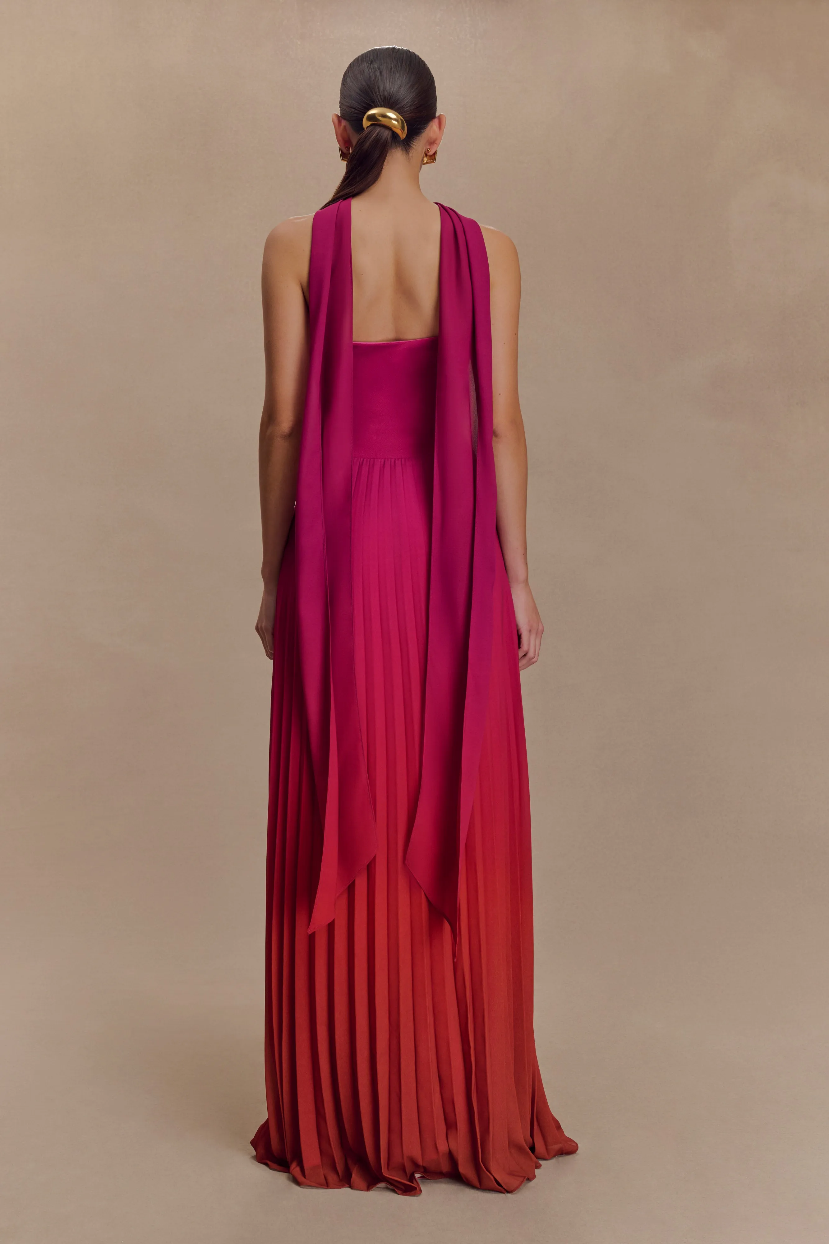 Free Step Caira Chiffon Scarf Maxi Dress - Ombre Dark Pink
