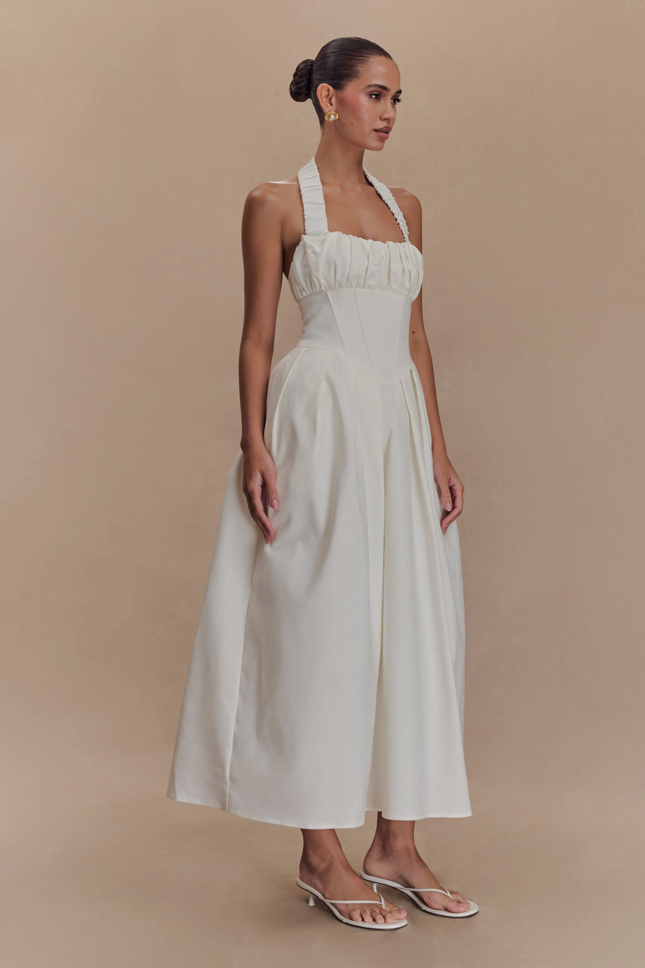 Candy Halter Midi Dress - White Easy Movement