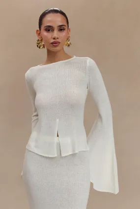 Carey Knit Flare Sleeve Top - Ivory Temperature Regulating Fibers StaticResistant Material