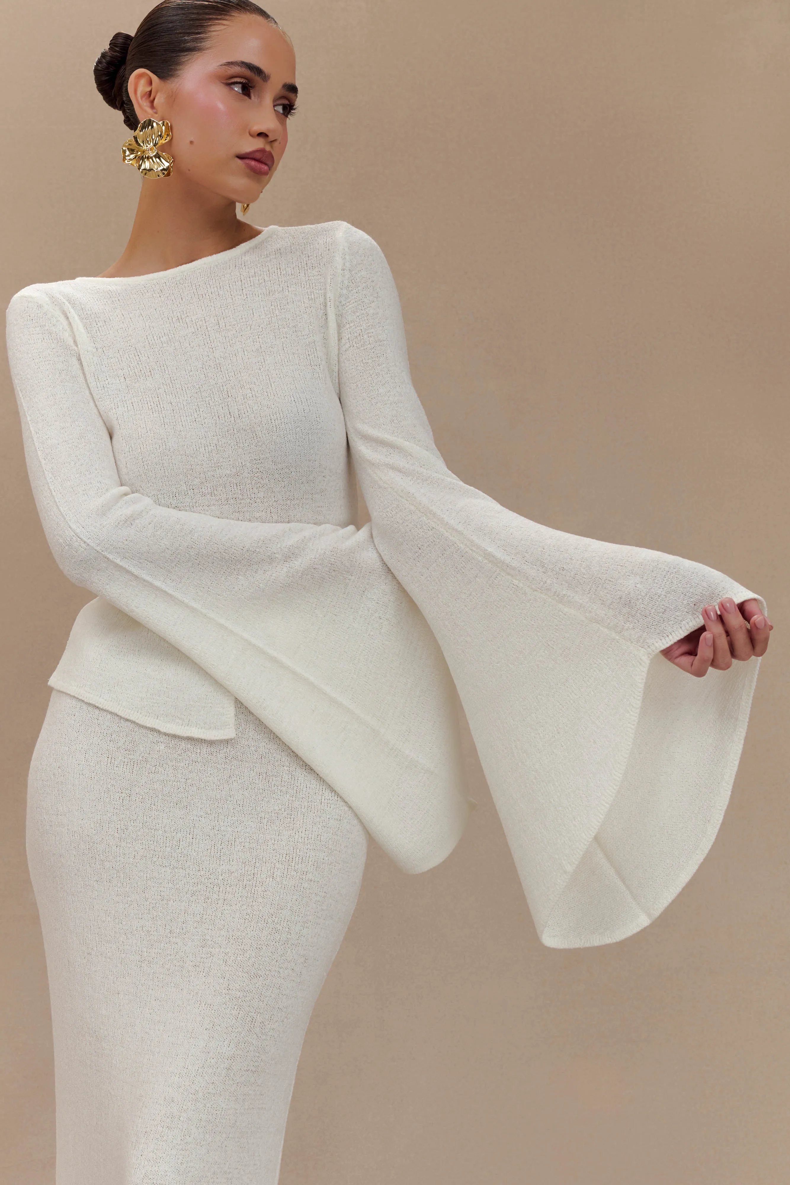 Everyday Look Carey Knit Flare Sleeve Top - Ivory