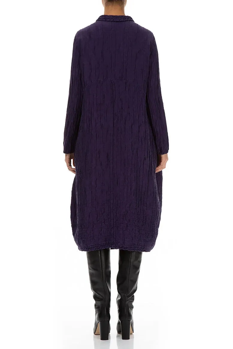 Balloon Crinkled Royal Purple Silk Linen Jacket All Purpose Outerwear Wool blend