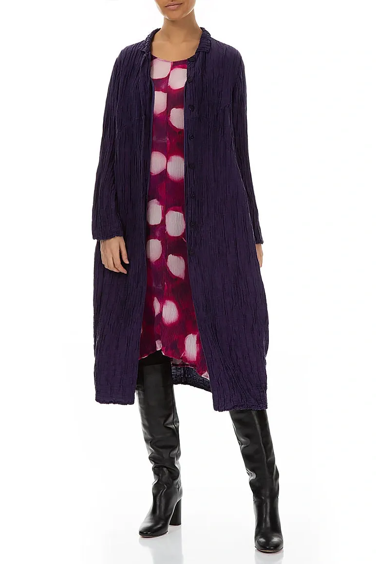 Timeless Fit Style Water resistant coating Balloon Crinkled Royal Purple Silk Linen Jacket