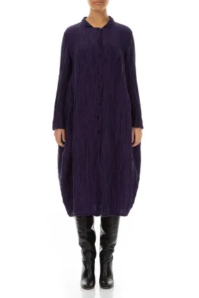 Frictionless Lining Waterproof Coating Balloon Crinkled Royal Purple Silk Linen Jacket