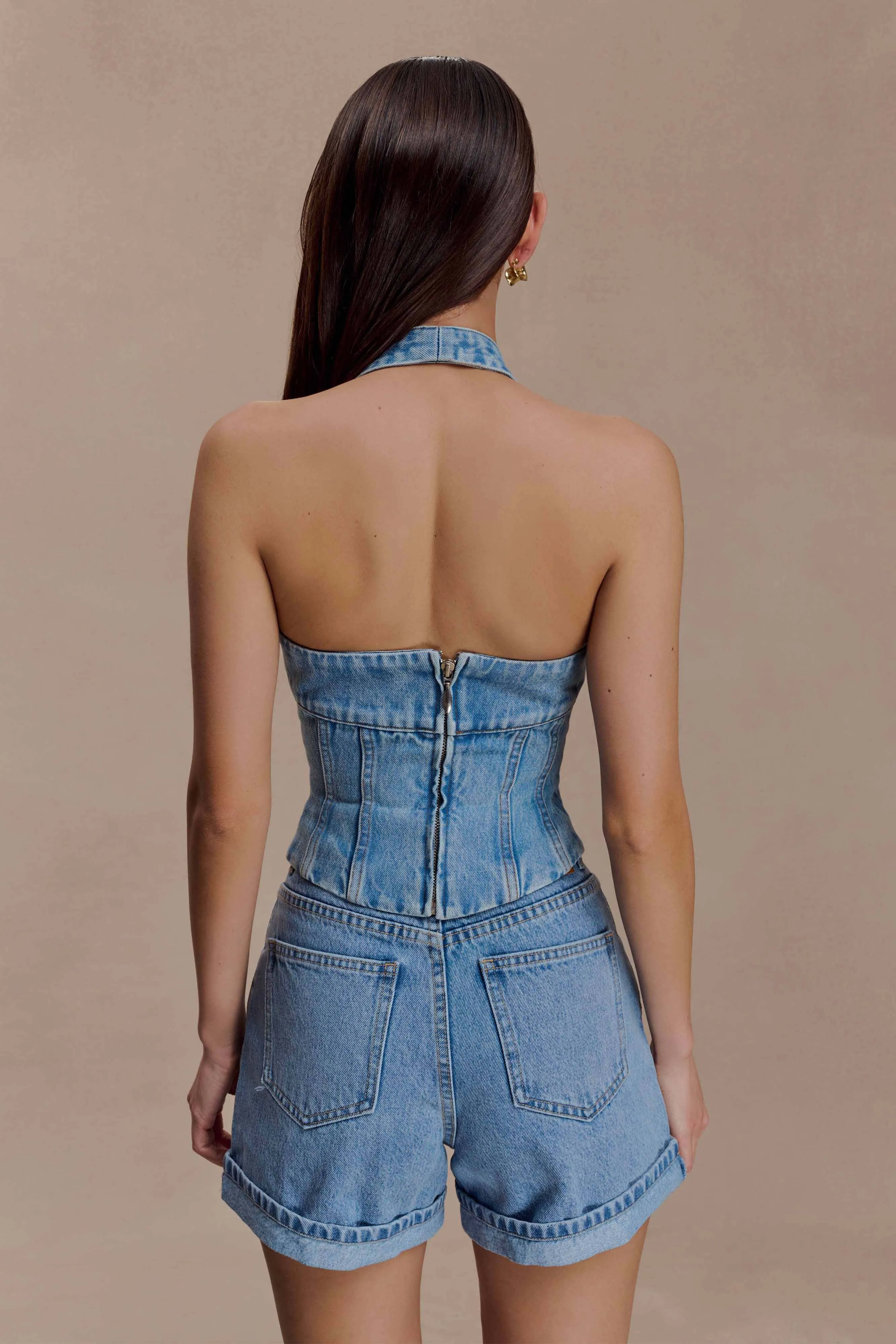 Carlene Cuffed Denim Shorts - Classic Blue Movement Flex